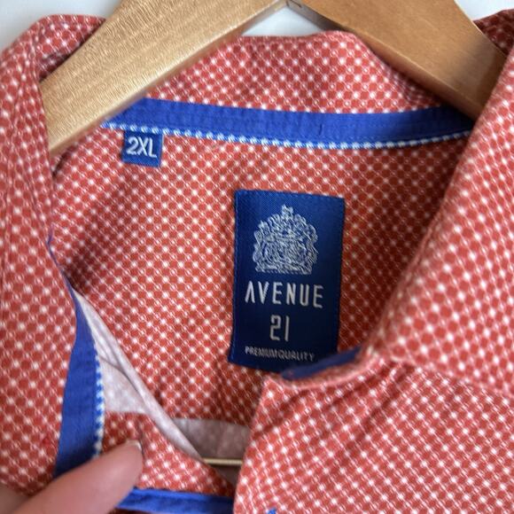 Designer Brand AVENUE 21 Button Sport‎ Shirt Rust Red Cotton MEN'S 2XL MSRP $145 - Picture 3 of 11